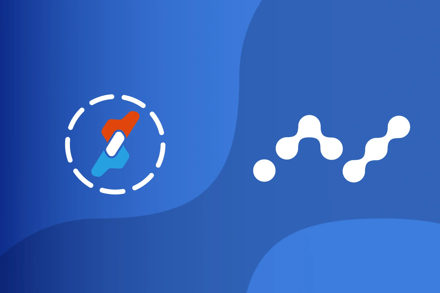 AutoCoinCars x Nano announcement graphic: the AutoCoinCars compass mark in a dashed white ring on the left, the white Nano logo on the right, on layered blue waves